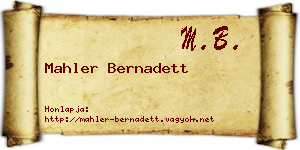 Mahler Bernadett névjegykártya